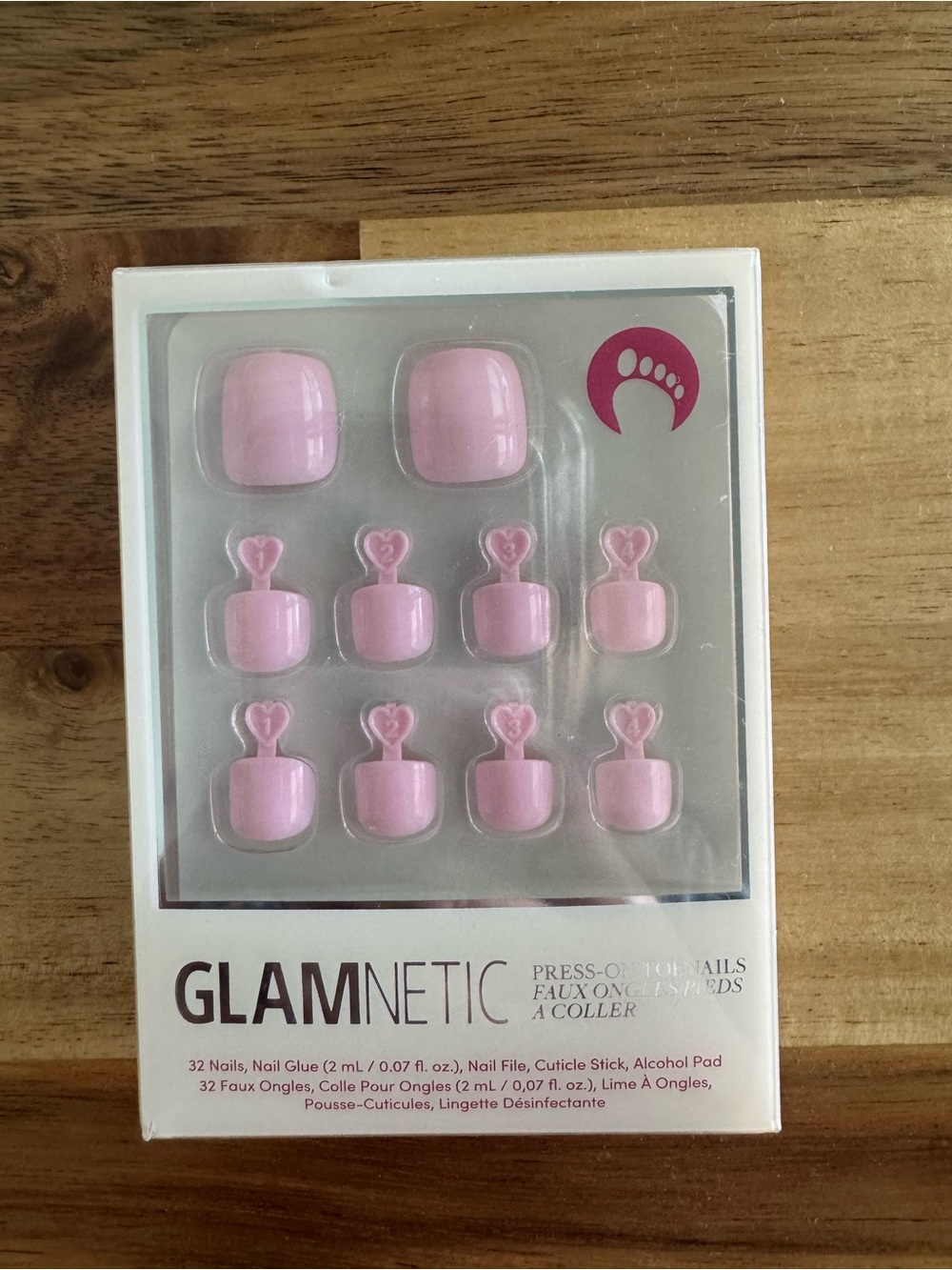 GLAMNETIC Press-On Toe Pedicure in Think Pink